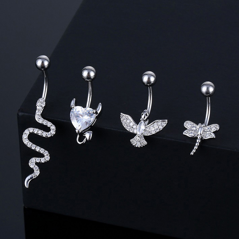 Body Jewelry And Piercing - Kryształowy pierścionek do pępka w kształcie