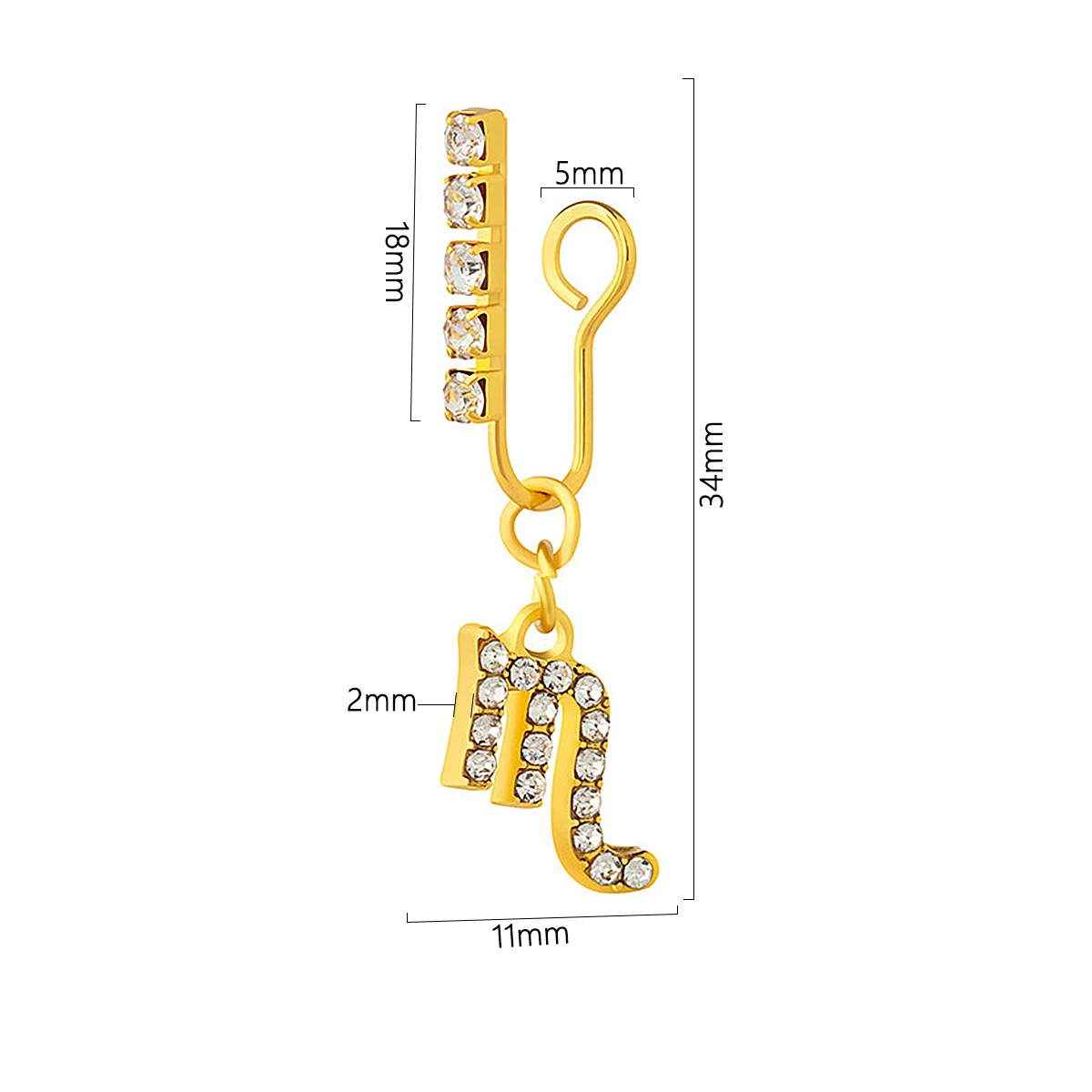 Body Jewelry Ear - 2-pak klipsów do uszu Metalowa cyrkonia