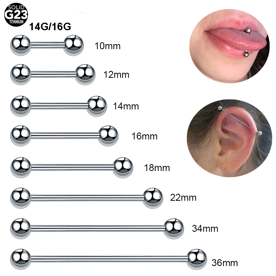 Tongue Barbell Straight - 1PC G23 tytanowe proste sztanga pierścienie