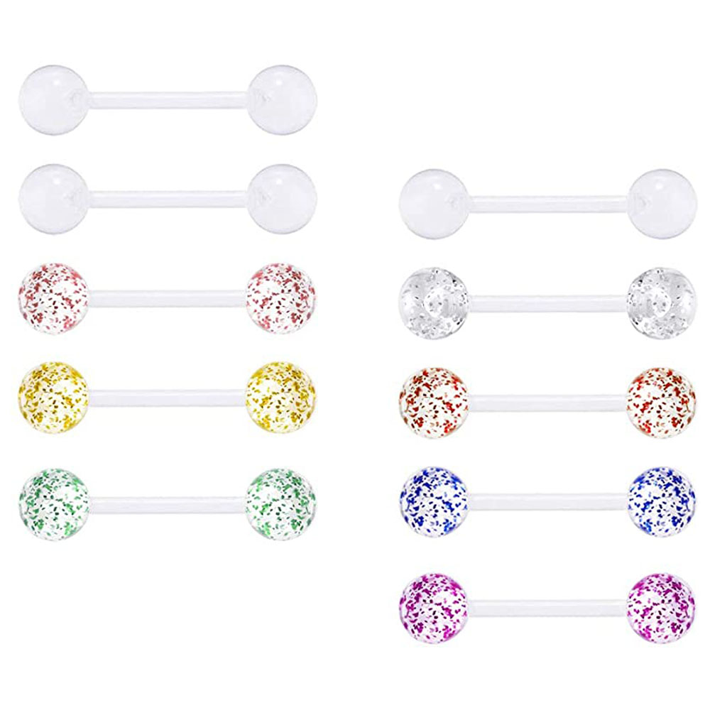 Tongue Barbell Straight - 10 sztuk jasne pierścienie języka plastikowe