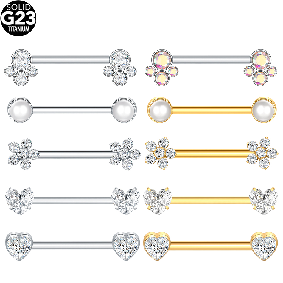Tongue Barbell Straight - 1/5 szt. Tytanowy kolczyk do sutka