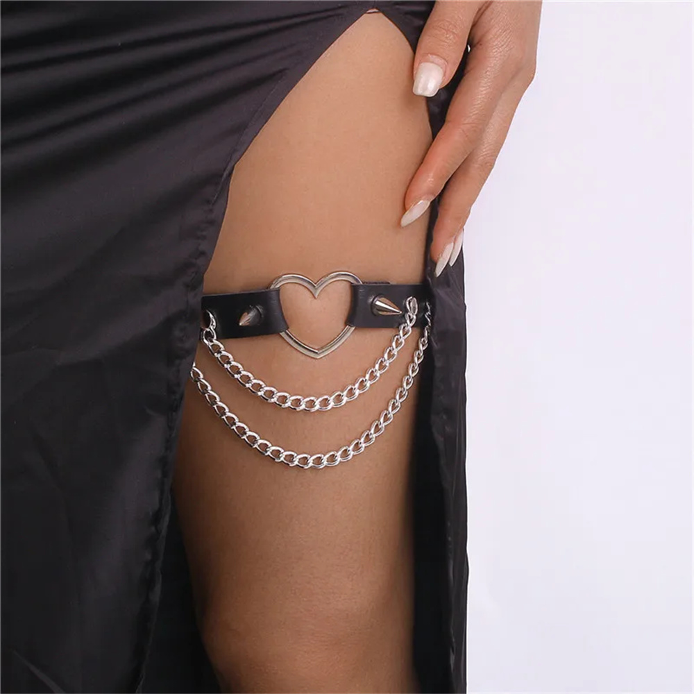 Body Jewelry Thigh Chain - 2024 Łańcuszek na nogę z sercem,