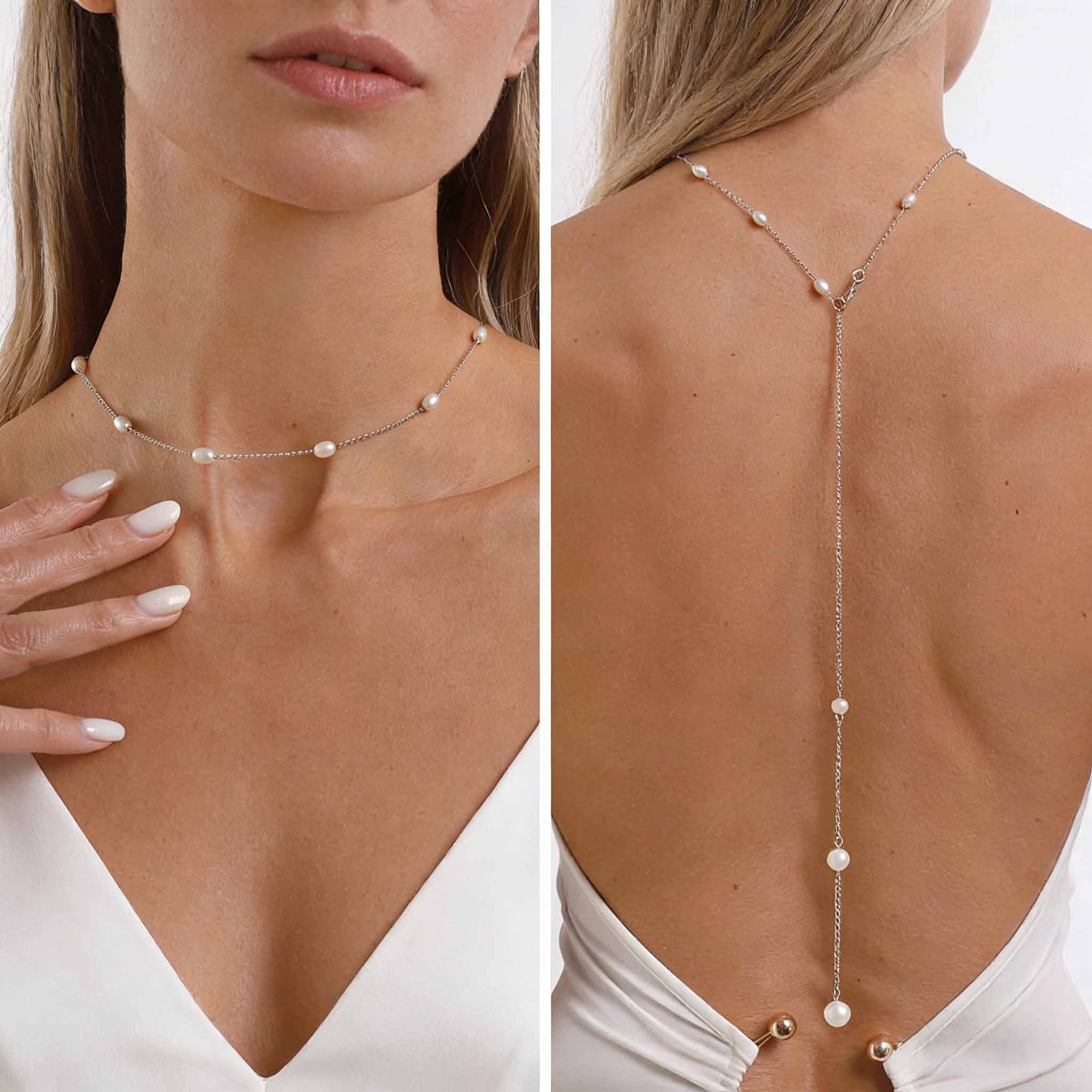 Body Jewelry For Backless Dress - Elegancki naszyjnik na plecy z imitacją
