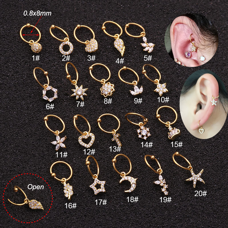 Body Jewelry Universe - 1Pc uniwersalny pierścień Hoop earringTragus Piercing