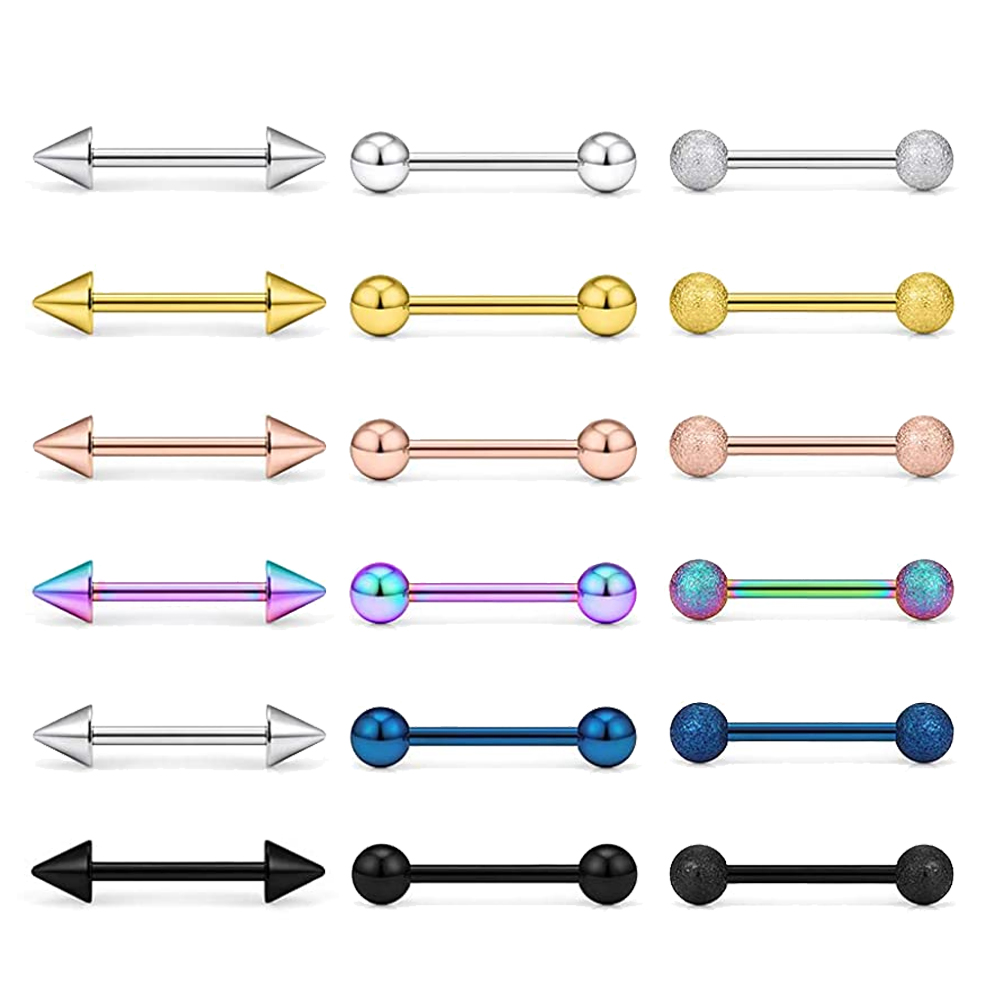 Tongue Barbell Straight - 14G pierścienie języka stal chirurgiczna prosta