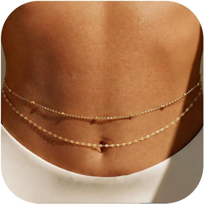 Body Jewelry Gold - Pozłacany 14-karatowym złotem łańcuszek na talię