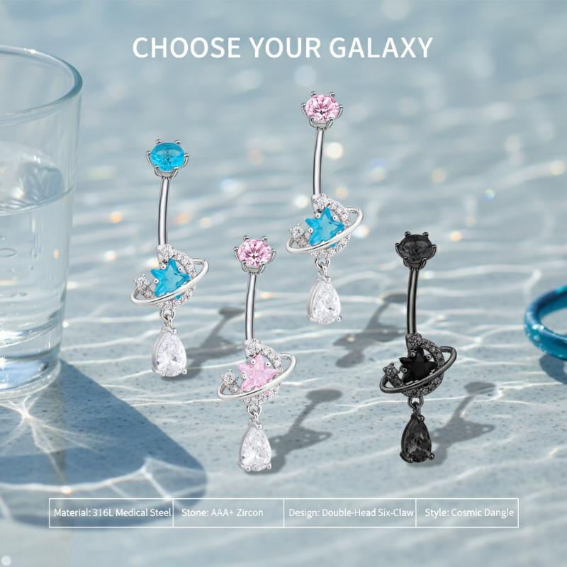 Błyszczące kolczyki do pępka z – Body Jewelry Universe recenzja i cena