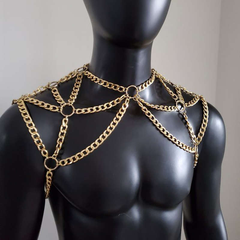 Punk Men Shoulder Body Chain B – Body Jewelry Gold recenzja i cena