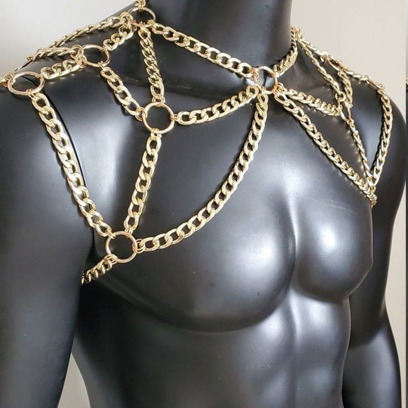 Punk Men Shoulder Body Chain B – Body Jewelry Gold recenzja i cena